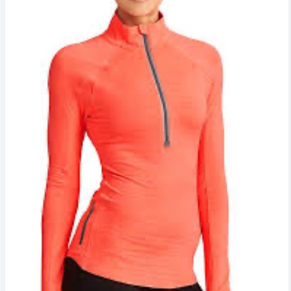 Athleta Running Wild Half Zip Long Sleeve Orange-XS - Picture 4 of 4